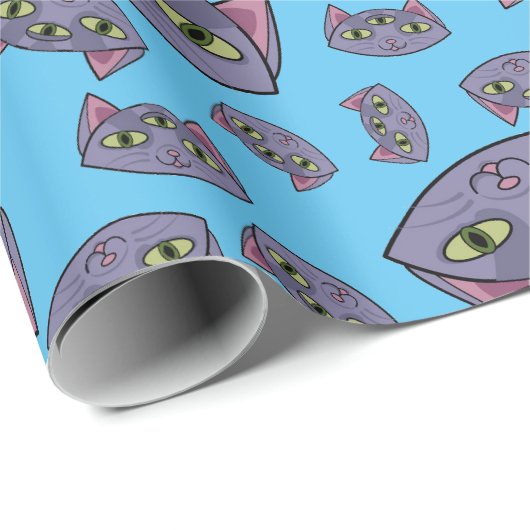 Alien Cat Pattern Geschenkpapier (Rolleneckpunkt)