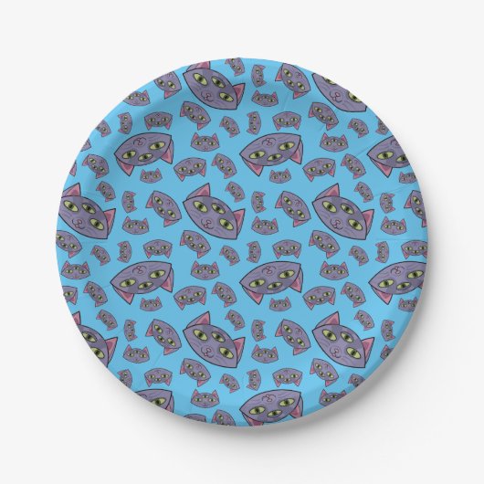 Alien Cat Pattern Pappteller (Vorderseite)