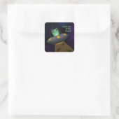 Alien Cat Quadratischer Aufkleber (Tasche)