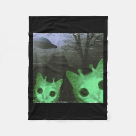 Alien Cats Ufo Funny Creepy Cat Meme For Men Women Fleecedecke (Vorderseite)