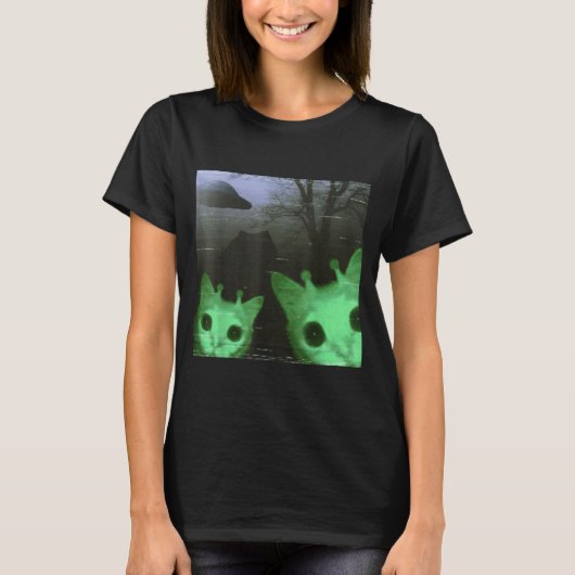Alien Cats Ufo Funny Creepy Cat Meme For Men Women T-Shirt (Vorderseite)