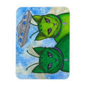 Alien Cats UFO Space Fantasy Cat Art Magnet (Vertikal)