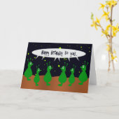 Alien Chor singt Happy Birthday Karte (Gelbe Blume)