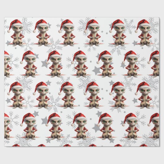 Alien Christmas Pattern Geschenkpapier (Flach)