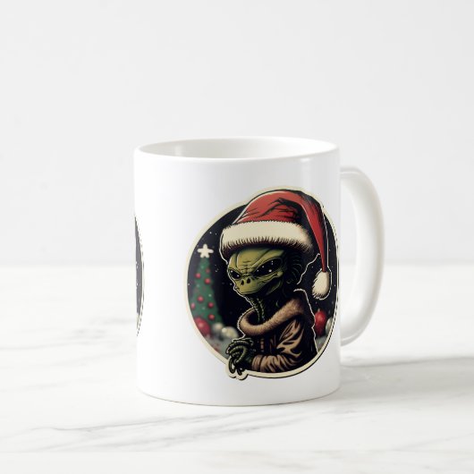 Alien Christmas Sticker Art Classic Tasse, 11 oz Kaffeetasse (VorderseiteRechts)