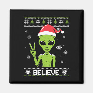 Alien Christmas Sweater glauben Funny Xmas Alien S Magnet