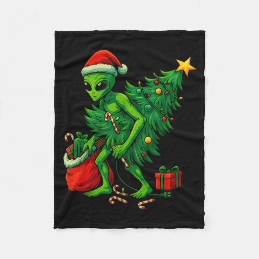 Alien Christmas Tree Lights Xmas Boys Men  Fleecedecke (Vorderseite)