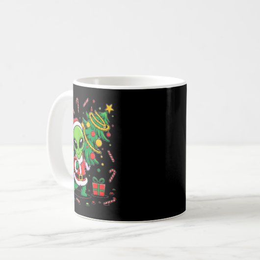 Alien Christmas Tree Xmas Lights Funny Holiday Men Kaffeetasse (Vorderseite Links)