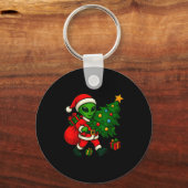 Alien Christmas Tree Xmas Lights Funny Holiday Men Schlüsselanhänger (Vorderseite)