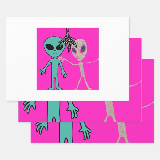 Alien Christmas Wrapping Paper Geschenkpapier Set (Set)
