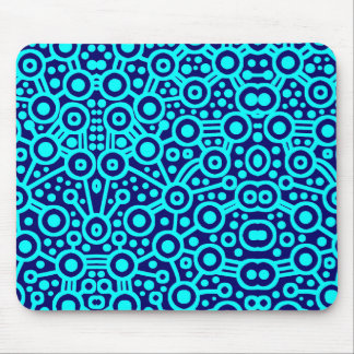 Alien Circuit II - Cyan on Dark Blue Mousepad