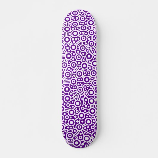 Alien Circuit - Weiß auf Violet Skateboard (Vorne)