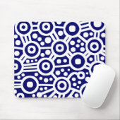 Alien Circuit - White on Deep Blue Mousepad (Mit Mouse)