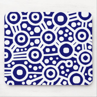 Alien Circuit - White on Deep Blue Mousepad