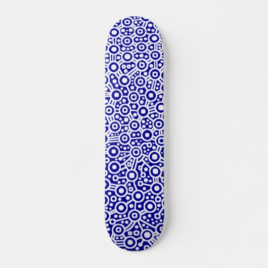 Alien Circuit - White on Deep Blue Skateboard (Vorne)