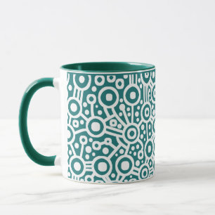 Alien Circuit - White on Hunter Green Tasse