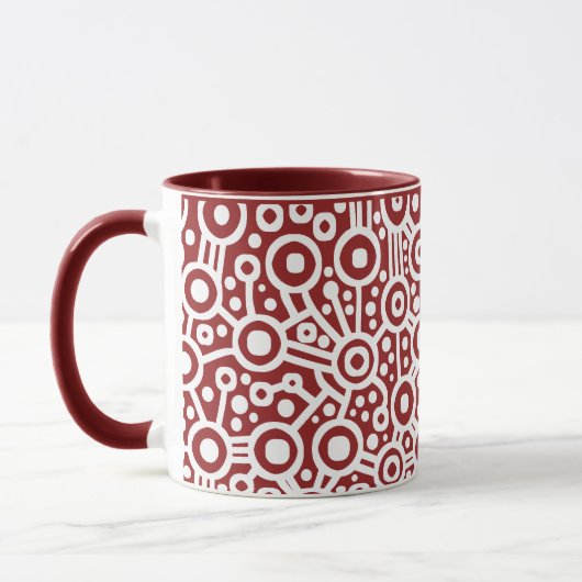 Alien Circuit - White on Maroon Tasse (Links)
