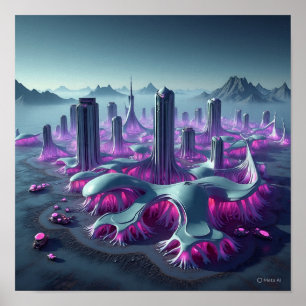 Alien City Architecture Poster