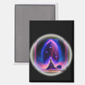 Alien Cocoon Hovers oberhalb der Pyramiden Crowd W Magnet (Vorderseite/Rückseite)