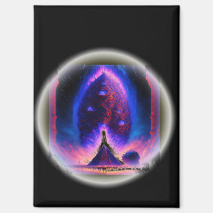 Alien Cocoon Hovers oberhalb der Pyramiden Crowd W Magnet