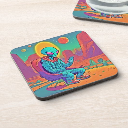 Alien Coolness entfesselt Getränkeuntersetzer (Linke Seite)