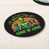 Alien Couple in galaktischer Zuneigung Runder Pappuntersetzer (Angewinkelt)