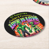 Alien Couple in kosmischer Liebe Runder Pappuntersetzer (Angewinkelt)