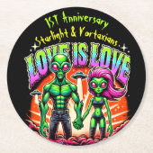 Alien Couple in kosmischer Liebe Runder Pappuntersetzer (Vorderseite)