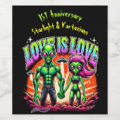 Alien Couple in kosmischer Liebe Weinetikett (Einzelnes Label)