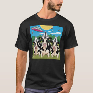 Alien Cow Tin Foil Hat T-Shirt, UFO Tshirt