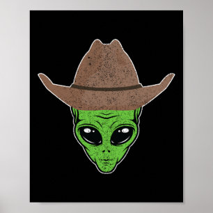 Alien Cowboy Hat Fun Halloween-Geschenk für den We Poster