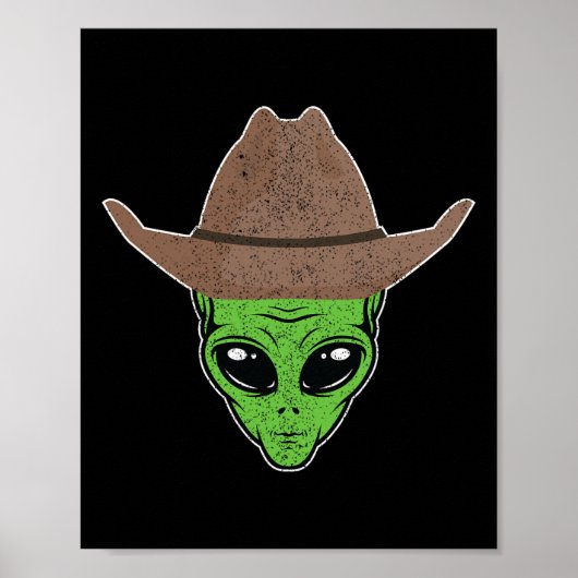 Alien Cowboy Hat Fun Halloween-Geschenk für den We Poster (Vorne)