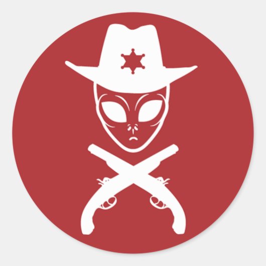Alien Cowboy Runder Aufkleber (Vorderseite)