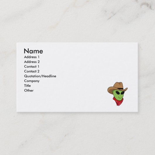 Alien-Cowboy Visitenkarte (Vorderseite)