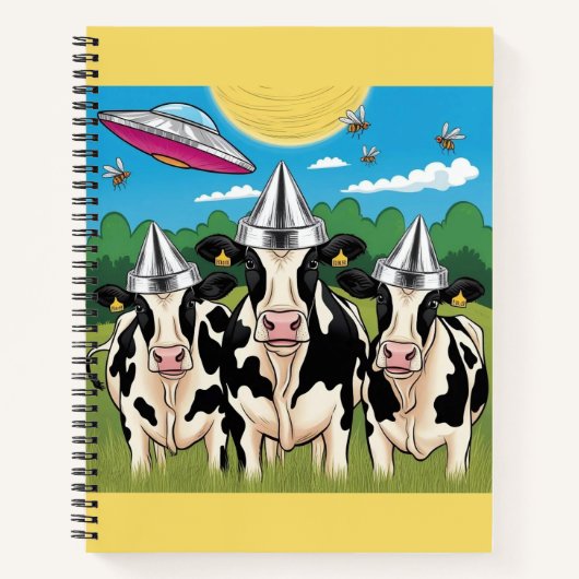Alien Cows Tin Foil Hats, UFO UAP Notizblock (Vorderseite)