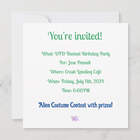 Alien Crash Raumschiff Roswell New Mexico Einladung (Rückseite)