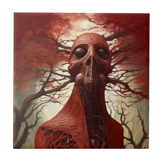 Alien Creature Sci-fi Horror Art Fliese (Vorderseite)