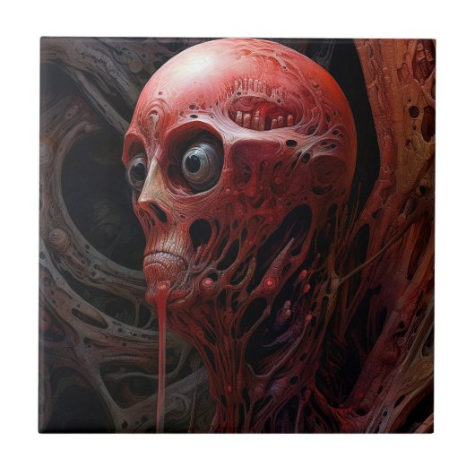 Alien Creature Sci-fi Horror Art Fliese (Vorderseite)