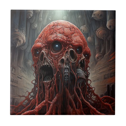 Alien Creature Sci-fi Horror Art Fliese (Vorderseite)