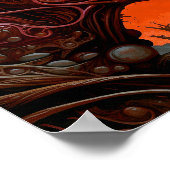 Alien Creature Sci-fi Horror Art Poster (Ecke)