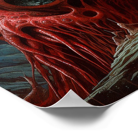 Alien Creature Sci-fi Horror Art Poster (Ecke)