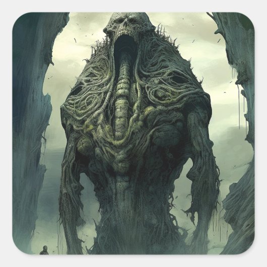 Alien Creature Sci-fi Horror Art Quadratischer Aufkleber (Vorderseite)