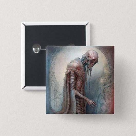 Alien Creature Science Fiction Button (Vorne & Hinten)