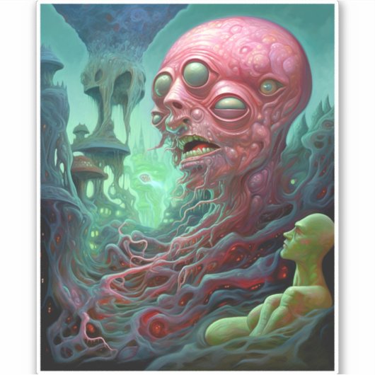 Alien Creature Surreal Horror Art Aufkleber (Vorderseite)