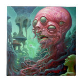 Alien Creature Surreal Horror Art Fliese (Vorderseite)