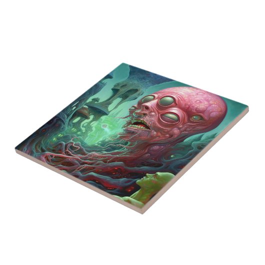 Alien Creature Surreal Horror Art Fliese (Seite)