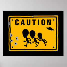Alien Crossing Sign Poster