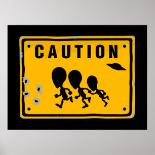 Alien Crossing Sign Poster