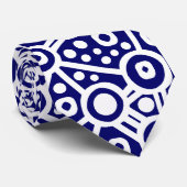 Alien Curcuit Abstrakt II - Weiß auf Dunkelblau Krawatte (Gerollt)