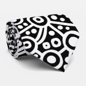 Alien Curcuit Abstrakt - Weiß auf Schwarz Krawatte (Gerollt)